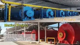 Batch type waste tire/plastic pyrolysis plant 3D video and project cases running video