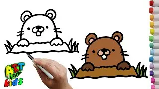 How to Draw a GROUNDHOG | Step by Step for Kids
