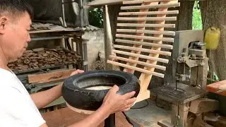 Unique Ideas From Tires And Wood // How To Make A Swivel Chair From Available Recycled Materials
