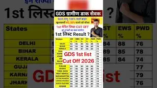 GDS New Vacancy 2026 1st list cut off l GDS Cut Off 2026 l GDS Cut Off