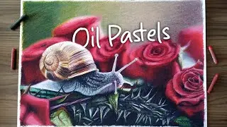 🌹 Snail on Rose Thorns: Oil Pastel Drawing Process | Art Timelapse