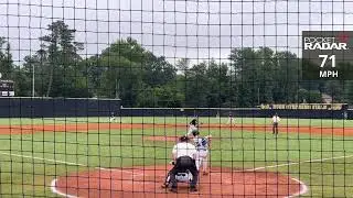 East Rockingham HS (2024) 1B/RHP Will Eppard drives a triple to deep RF at Randolph Macon.