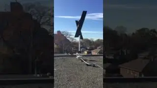 Wind turbines in final testing prior to Toronto Hydro sign-off - Rooftop view