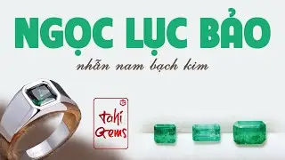 Мужское платиновое кольцо с изумрудом TahiGems | Платиновое кольцо с изумрудом крупным планом