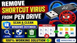 Remove Shortcut Virus from Pen Drive | Scan & Clean with Windows Defender (Windows 10)