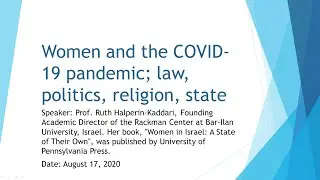 Women and the COVID-19 pandemic; law, politics, religion, state
