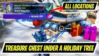 Search a treasure chest under a holiday tree Locations Fortnite - All Holiday Tree Locations
