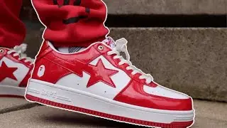 Best Colour?1 BAPE STA Patent Leather White Red (2023) (ON FOOT)