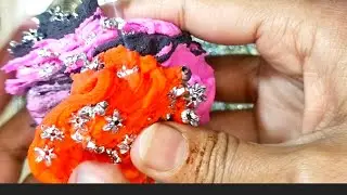 Crunchy sounds//silver flower fan beads mixing with play Doug/