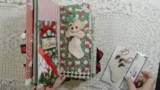 OOAK Christmas teddy bear journal / folio