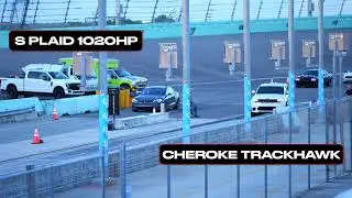Tesla Plaid Vs Insane Corvette Vs CherokeTrakhawk Drag Race New 2022 4K