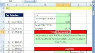 Excel Statistics 37: PERCENTILE & QUARTILE