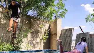 The happy and busy daily life of a rural mother and daughter in the pristine nature of the village