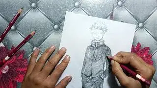 Gojo saturo from jujutsu kaisen drawing || gojo saturo anime character drawing step by step drawing 