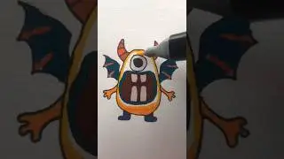 ASMR Art Drawing | Cute & Funny One Eyed Monster 👾 #shorts
