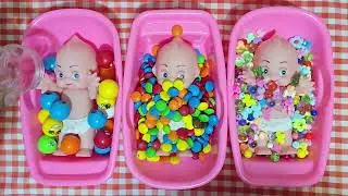 4 Minute Satisfaction Video Mixing Fun ASMR Sweets in three Bathtubs with MagicalCandy and BubbleGum