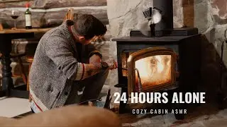 Solo Cabin Retreat ASMR | Wood Chopping, Fireplace, Cooking, and Nature Sounds