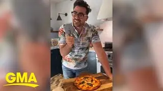 Dan Levy makes his ‘more cheese please’ cauliflower pizza in quarantine l GMA Digital