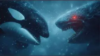 Mutant Shark with Metal Armor Battles Giant Orca. Live Sound