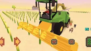 Blocky Farm Racing & Simulator: How the Corn is Harvested? Busy Ranch to Feed the Animals Gameplay