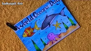 World Ocean Day Drawing|How To Draw World Ocean Day Poster|Save Ocean Drawing Easy For Kids