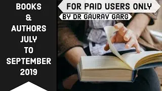 Books & Authors 2019 - July to August - Current Affairs by DR GAURAV GARG