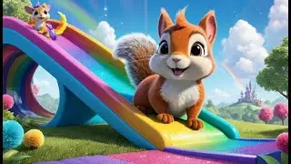Sparkle Squirrel and the Rainbow Slide | Fun Squirrel Song for Kids | Colorful Slide Adventure Rhyme