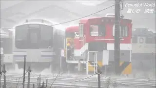 しなの鉄道115系S10編成解体場に！豪雨の中E217系Y-102編成廃車置き場に再び戻る！光panasd 4040