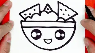 HOW TO DRAW CUTE FOOD NACHOS, DRAW CUTE THINGS