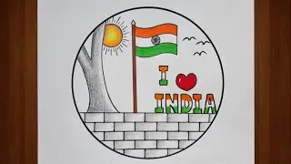 Republic Day Drawing with Pencil sketch | Happy republic day drawing easy with Heart step by step 