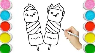 Cute Marshmallow Pops Drawing & Coloring 🍡✨ | Easy Step by Step for Kids