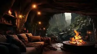 🌧️ Cave Rain Sounds | Campfire in the Forest for 3 Hours | Mental Reset Study Focus Meditation