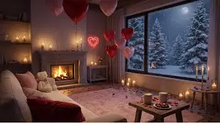 Romantic Valentine&rsquo;s Sleep Ambience 💕🎹🔥 | Calm Piano & Fireplace