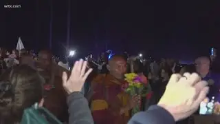 Monks for Peace walking into Lexington County