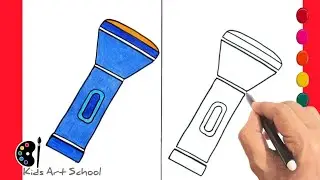 How to Draw Torch Light |Torch Light Drawing for Kids| Torch Light Drawing for School| Flash light