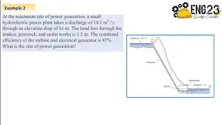 Example 2 At the maximum rate of power generation, a small hydroelectric power plant takes a dischar