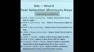 Ms-word text selection shortcuts key by keyboard.. #computerknowledge#shorts#Learningacademy