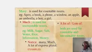 The Use of SOME, ANY, MANY, MUCH, LOT OF AND A LOTS OF.1029 23