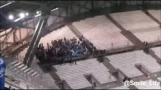 Marseille Ultras fans stay in the stadium to sing their team's victory!