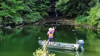 TINY BOAT. Flat bottom. JON BOAT. Coosawattee River. WATERFALLS!