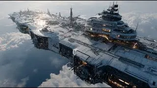 The Sky City: Massive Sci-Fi Mega Structure Concept. Giant Floating Fortress Visualization