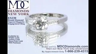 ES230BRPL Platinum Tapered Baguette Engagement Ring Setting for Larger Diamonds by MDC Diamonds NY
