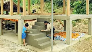 The young woman and her son built a staircase out of bricks and cement in 15 days | Chúc Thị Hồng
