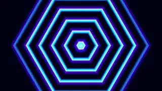 VJ background with hypnotic pentagon loop in violet and cyan tones - UHD 4K