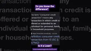 What is a Consumer Credit Transaction?  It&rsquo;s not a loan. #creditrepair #consumercredittransaction