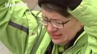 anti-Trump protester screams 'no' as Donald Trump is sworn in as the 45th US President