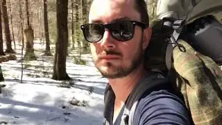 Spring camping, roasting a duck over a spit in the Sundown Wild Forest