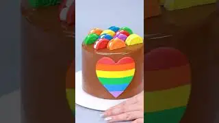 Rainbow Oreo Surprise A Heart of Love & Chocolate! 🌈🍪🍫 #shorts #satisfying #cake #cakedesign