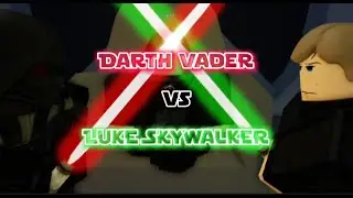 Darth Vader vs Luke Skywalker in Roblox saber Showdown.