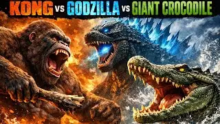 KONG vs GODZILLA vs GIANT CROCODILE | The Ultimate Battle of Three Apex Titans